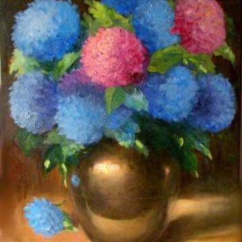 Painting titled "Rosa e Azul" by Di Carvalho, Original Artwork, Oil