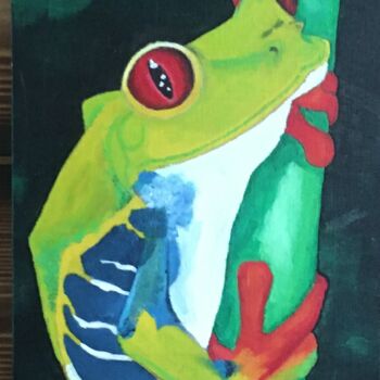 Painting titled "Red eyed tree frog" by Diche, Original Artwork, Acrylic