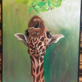 Painting titled "GIRAFE GOURMANDE" by Diche, Original Artwork, Acrylic