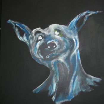 Peinture intitulée "Le chien bleu" par Serge Didier, Œuvre d'art originale