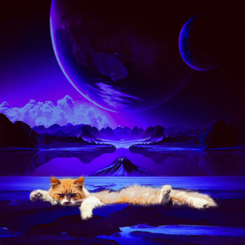 Digital Arts titled "Cat’s Musings" by Dida Andr & Tevah.Art Studio, Original Artwork, Photo Montage