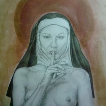 Desenho intitulada "l'amante religieuse" por Didier Albo, Obras de arte originais