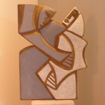 Sculpture titled "R23a etreinte" by Didier Bouteau, Original Artwork, Aerated concrete