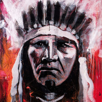 Pittura intitolato "indiens03.jpg" da Didier Chastan, Opera d'arte originale, Acrilico