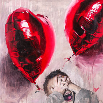 Painting titled "BALLOON-03-" by Didier Chastan, Original Artwork, Acrylic Mounted on Wood Stretcher frame