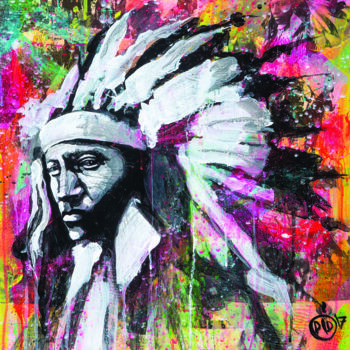 Painting titled "INDIEN 15" by Didier Chastan, Original Artwork, Acrylic Mounted on Wood Stretcher frame