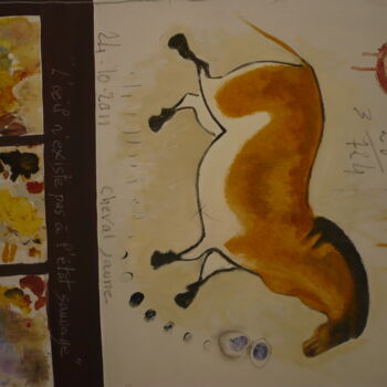 Pintura intitulada "cheval jaune" por Didier Chiarabini, Obras de arte originais, Acrílico