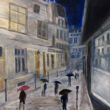 Peinture intitulée "Soir de Pluie Paris…" par Didier Colomès, Œuvre d'art originale, Acrylique Monté sur Châssis en bois