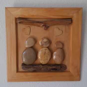 Collages titled "Famille" by Didier Delcourt, Original Artwork, Wood