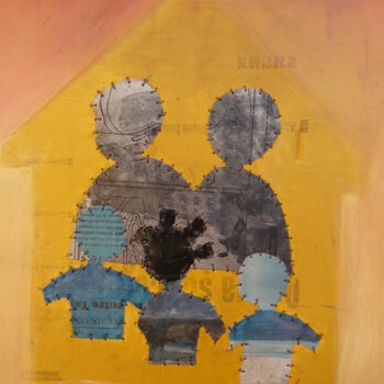 Ζωγραφική με τίτλο "La famille" από Didier Donatien Alihonou, Αυθεντικά έργα τέχνης, Λάδι