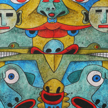 Painting titled "Totem-1204" by Didier Dubuis, Original Artwork, Oil