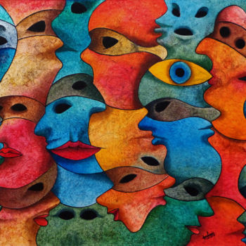 Pintura titulada "la-foule.jpg" por Didier Dubuis, Obra de arte original