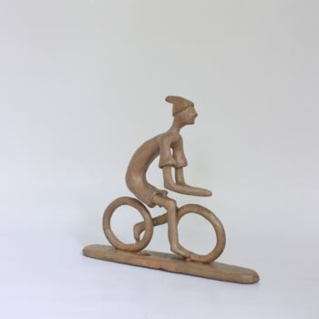 Sculpture titled "Cycliste (236)" by Didier Fournier, Original Artwork, Bronze