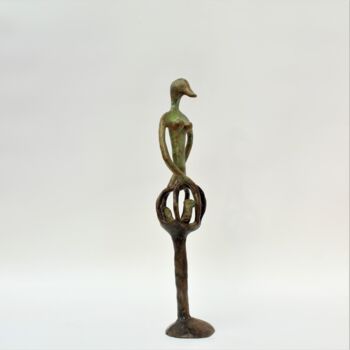 Sculpture titled "Femme oiseau (n°312)" by Didier Fournier, Original Artwork, Bronze