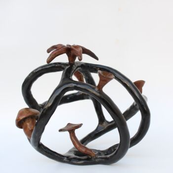 Sculpture intitulée "Arbre à champignons…" par Didier Fournier, Œuvre d'art originale, Bronze