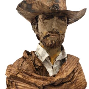 Sculpture titled "Clint" by Didier Mori, Original Artwork, Cardboard