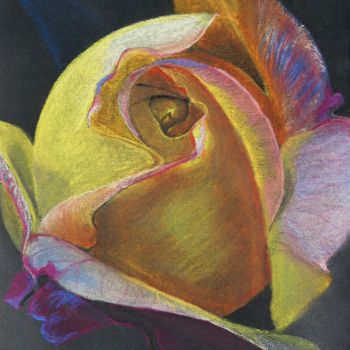 Dessin intitulée "la rose jaune" par Didier Piron, Œuvre d'art originale