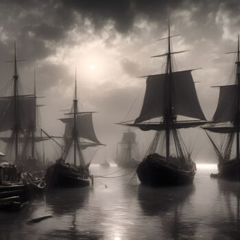 Arte digitale intitolato "Return to port" da Didier Pistol, Opera d'arte originale, Immagine generata dall'IA