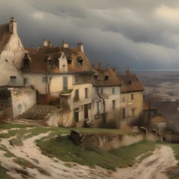 "Un village perché d…" başlıklı Dijital Sanat Didier Pistol tarafından, Orijinal sanat, AI tarafından oluşturulan görüntü