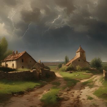Arts numériques intitulée "Struck by lightning" par Didier Pistol, Œuvre d'art originale, Image générée par l'IA