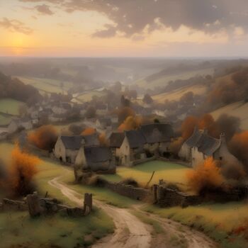 Digital Arts titled "English countryside" by Didier Pistol, Original Artwork, AI generated image