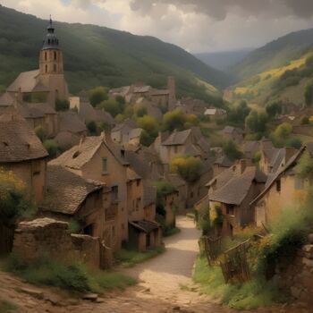 Digital Arts titled "Medieval hamlet" by Didier Pistol, Original Artwork, AI generated image