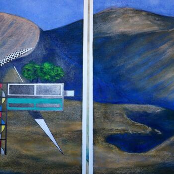 Рисунок под названием "Mondrian des Dunes" - Didier Plane, Подлинное произведение искусства, Пастель