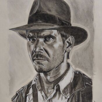 Dibujo titulada "Indiana Jones - Har…" por Didier Plouviez, Obra de arte original, Carbón