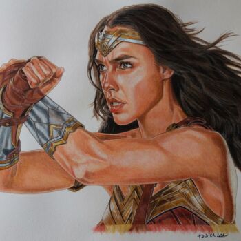 Schilderij getiteld "Wonder Woman - Gal…" door Didier Plouviez, Origineel Kunstwerk, Aquarel