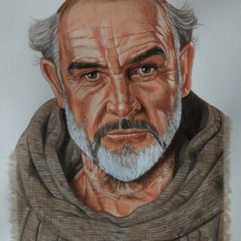 Pintura titulada "Sean Connery - Le N…" por Didier Plouviez, Obra de arte original, Acuarela