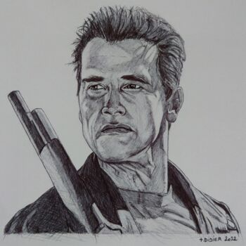 Dibujo titulada "Arnold Schwarzenegg…" por Didier Plouviez, Obra de arte original, Bolígrafo