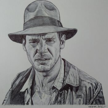 "Harrison Ford (Indy…" başlıklı Resim Didier Plouviez tarafından, Orijinal sanat, Tükenmez kalem