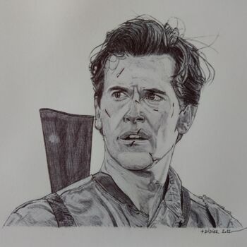 Drawing titled "Ash Williams (Bruce…" by Didier Plouviez, Original Artwork, Ballpoint pen