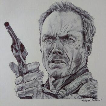 图画 标题为“-Clint Eastwood - W…” 由Didier Plouviez, 原创艺术品, 圆珠笔
