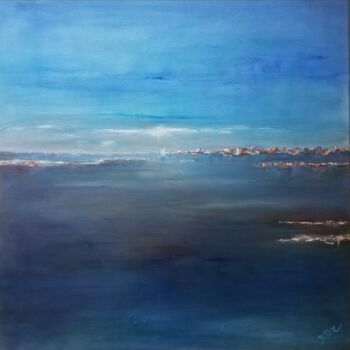 Painting titled "Vue mer" by Didier Di Martino, Original Artwork, Acrylic Mounted on Wood Stretcher frame