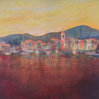Painting titled "Crépuscule sur Sana…" by Didier Di Martino, Original Artwork, Acrylic Mounted on Wood Stretcher frame
