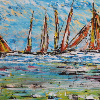 Painting titled "bord-de-mer et voil…" by Didier Duclos, Original Artwork, Acrylic