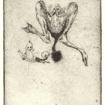 Gravures & estampes intitulée "Le pompon de Léon" par Didier Hamey, Œuvre d'art originale, Gravure