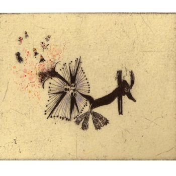 Incisioni, stampe intitolato "l'empapillonneur" da Didier Hamey, Opera d'arte originale, incisione