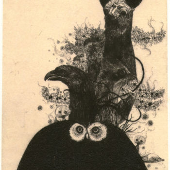 Prenten & gravures getiteld "Iyami" door Didier Hamey, Origineel Kunstwerk, Gravure