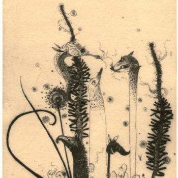 Printmaking titled "Momonji" by Didier Hamey, Original Artwork, Engraving