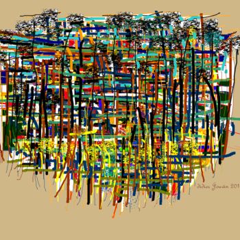 Arts numériques intitulée ""Pins maritimes N°2"" par Didier Jouvin, Œuvre d'art originale, Peinture numérique