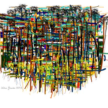 Arts numériques intitulée ""Pins maritimes N°3"" par Didier Jouvin, Œuvre d'art originale, Peinture numérique