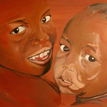 Peinture intitulée "Regard d'enfants" par Katy Didier, Œuvre d'art originale, Huile