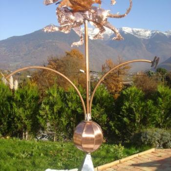 Skulptur mit dem Titel "Dragon girouette (W…" von Gepo, Original-Kunstwerk, Metalle