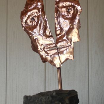 Sculpture titled "Gueule cassée" by Gepo, Original Artwork, Metals