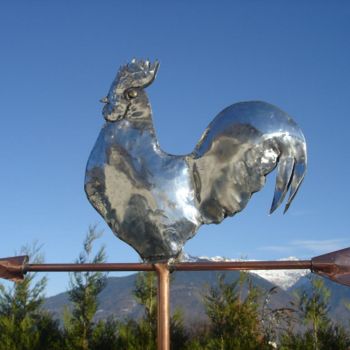 Sculpture intitulée "Girouette COQ en ZI…" par Gepo, Œuvre d'art originale, Métaux