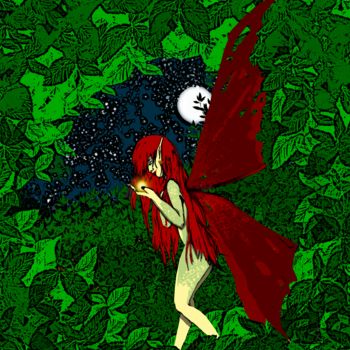 Arts numériques intitulée "Fée Nocturne" par Didi Le Lapin, Œuvre d'art originale, Peinture numérique
