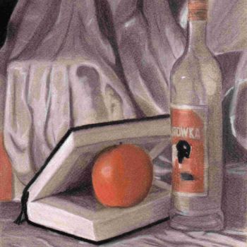 Drawing titled "Détente" by Didi Le Lapin, Original Artwork, Pastel