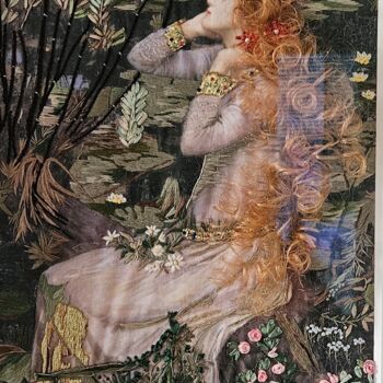 Arte tessile intitolato "la donna dai capell…" da Didy, Opera d'arte originale, Ricamo Montato su Altro pannello rigido